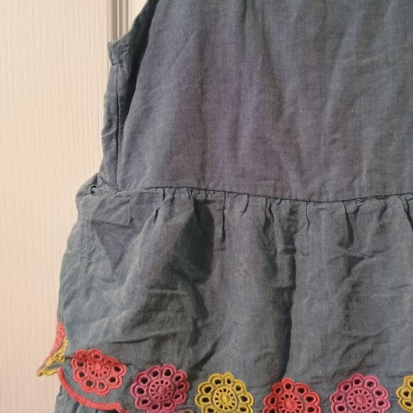 Old Navy/Tiered Dress/Girls/M 8/Denim Blue/Embroidered Sleeveless - Picture 4 of 8